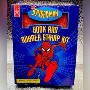 Vintage 1995 Marvel Comics Fun Works Spider Man Book And Rubber Stamp Kit